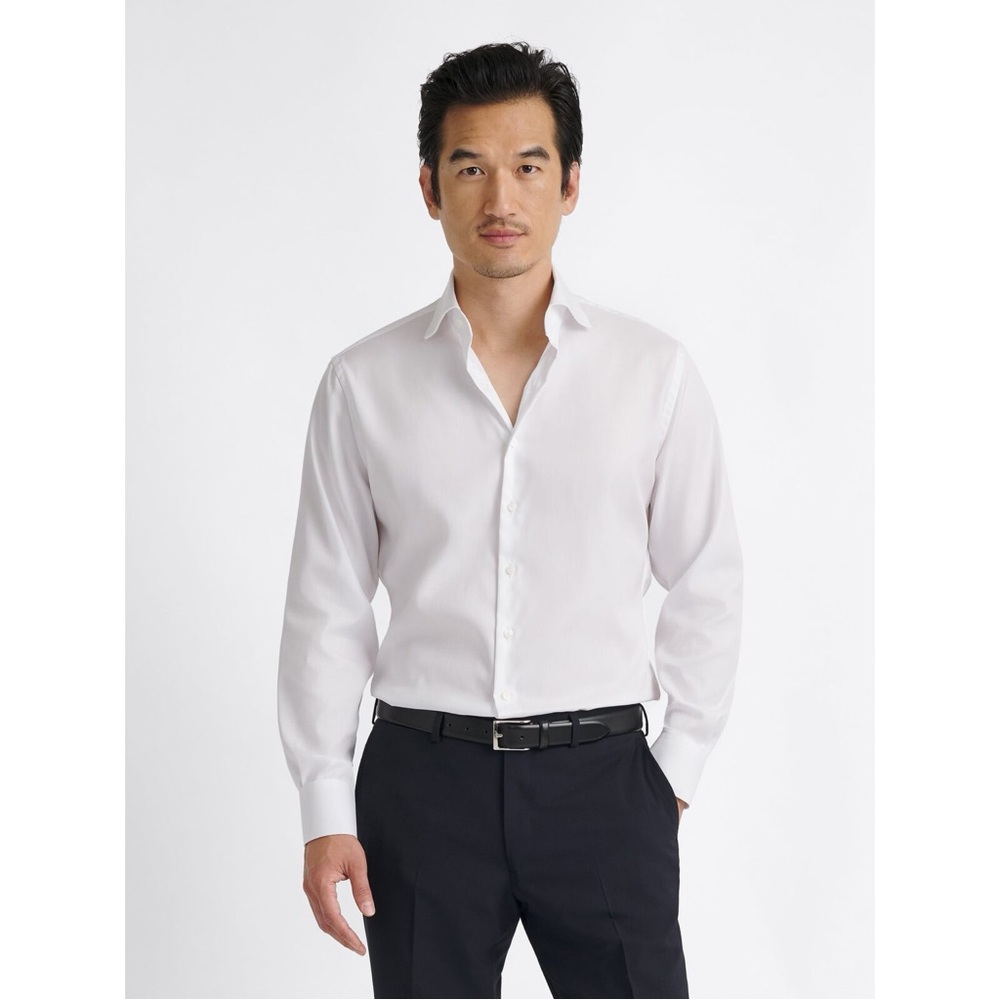 Proper Cloth Weston Pinpoint White Long Sleeve Dress Shirt